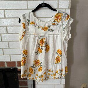 Daniel Rainn Blouse - White Floral - L
